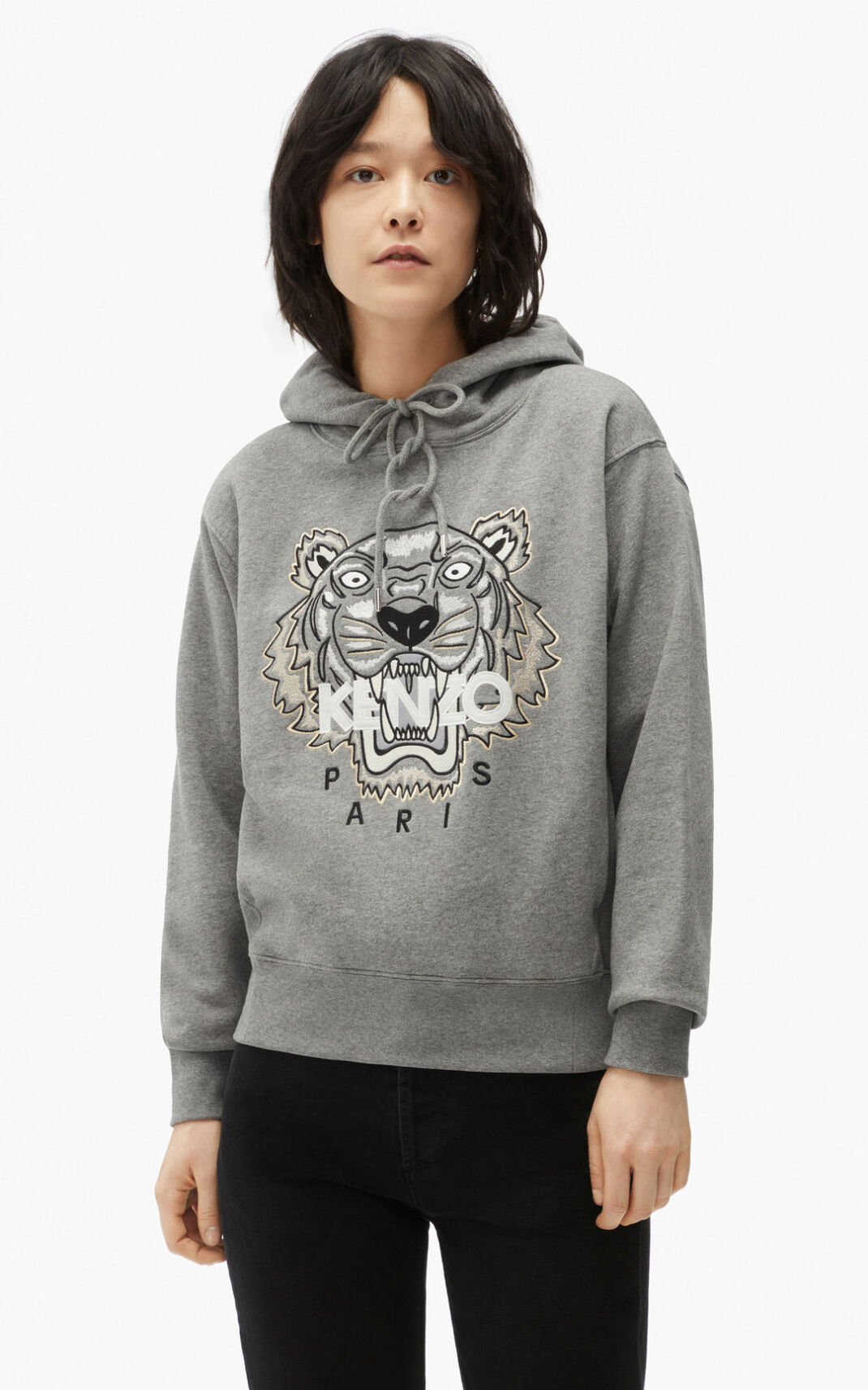 Kenzo Tiger Kapşonlu Bayan Gri | 9176-AXQFZ